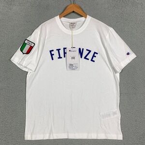 NWT Champion Firenze‎ T-Shirt Men's Medium M White Italy Patch Crewneck Classic